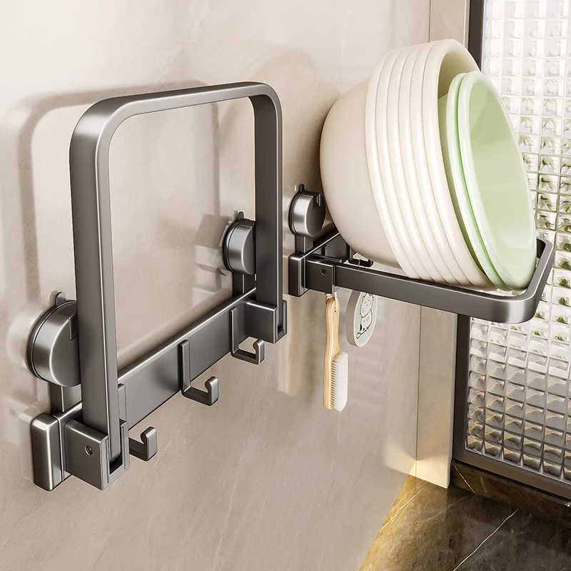 吸盘壁挂脸盆架脸盆挂钩卫生间置物架浴室厕所脚盆面盆盆子收纳架