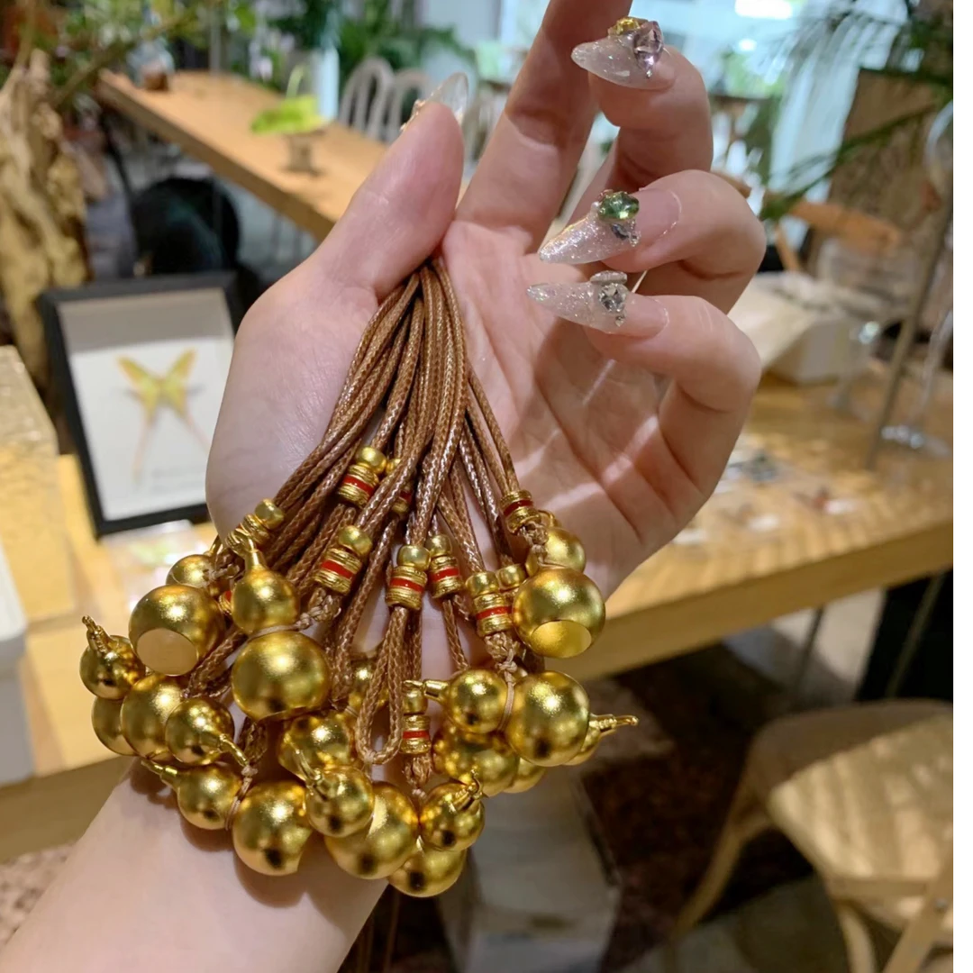 铜合金吊坠 掉线吊坠金色古法磨砂王嘉尔同款葫芦高档首饰古风