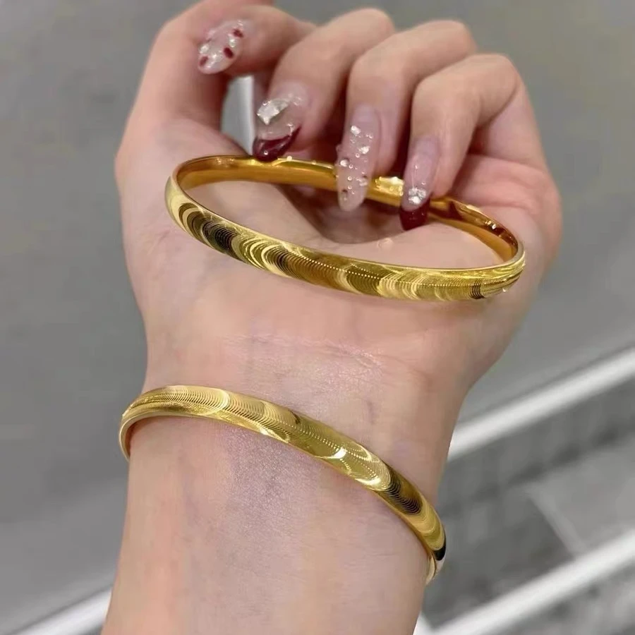 铜合金手镯 精工CNC猫眼手镯个性简约时尚百搭拉丝手环经典镯子