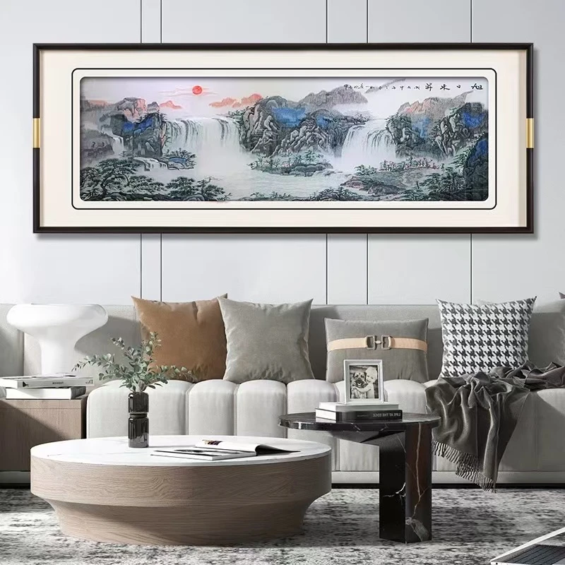 锦绣坊苏绣大横幅【旭日东升】新中式高品质刺绣工艺背景墙