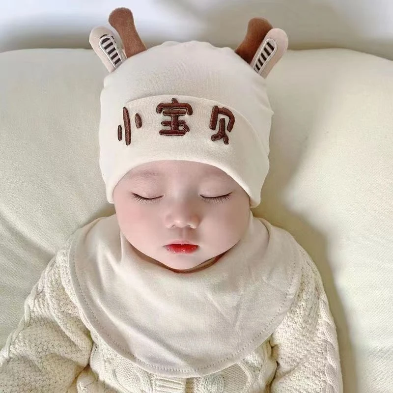 婴儿帽子春秋薄款秋冬款男宝宝女可爱超萌新生儿胎帽婴幼儿套头帽