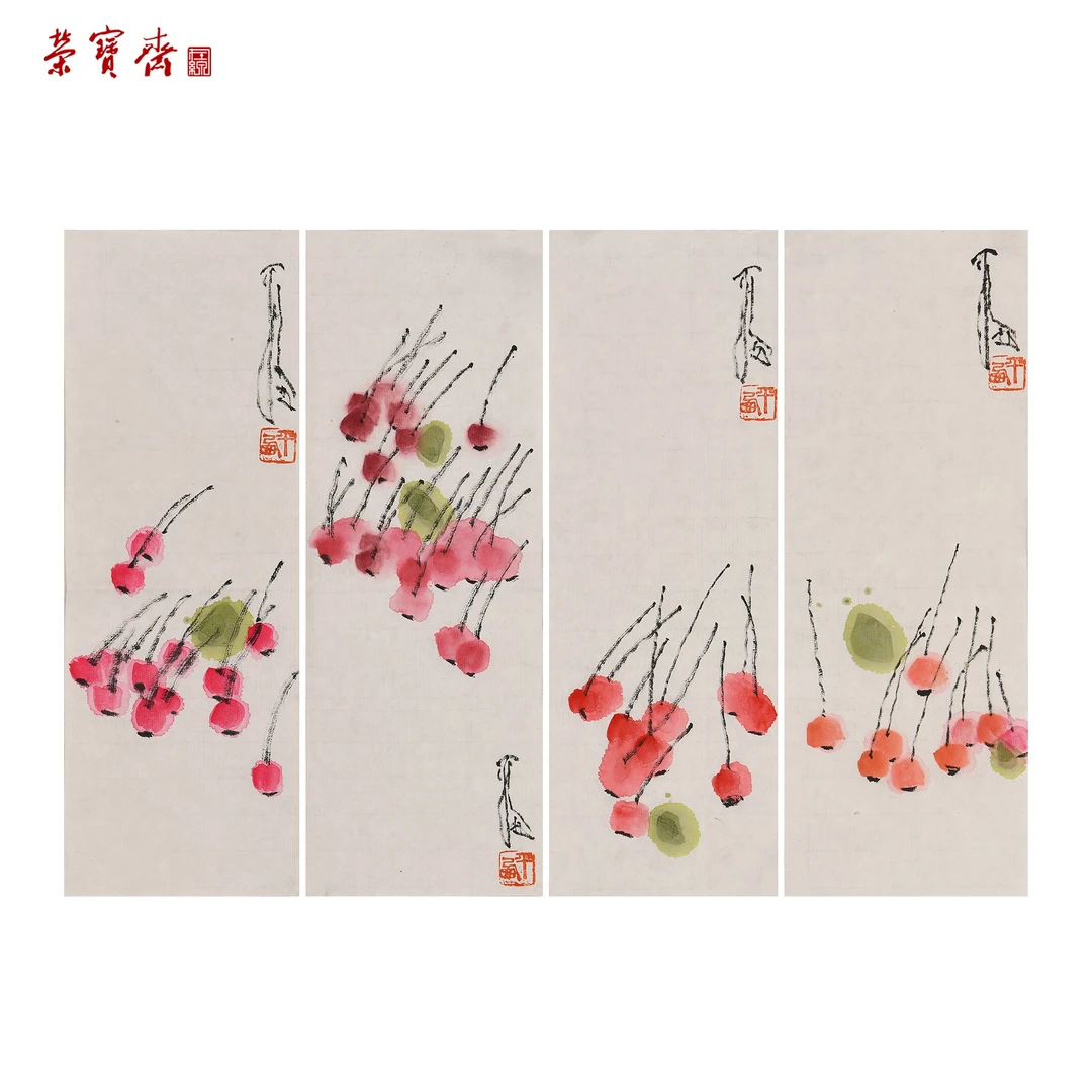 -23(g84319)贾平西《小品四幅》书画 纸本 34×12cm×4