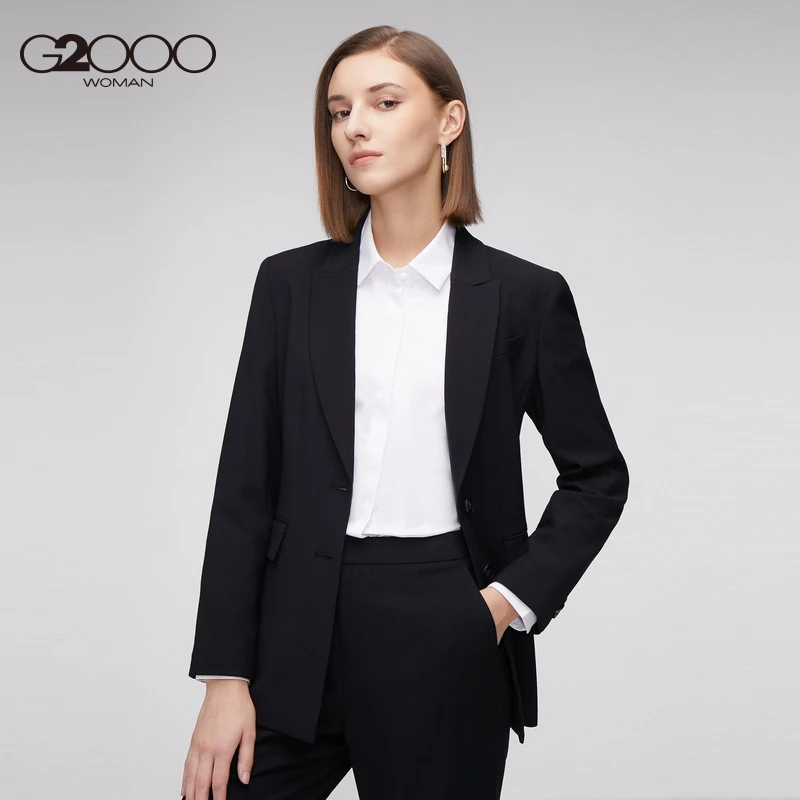 *G2000女装两粒扣腰带西装外套设计感时尚商务西服18212034