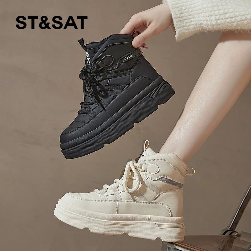 St&Sat/星期六女鞋棉鞋厚底加绒加厚保暖雪地靴1010号SS34118L11