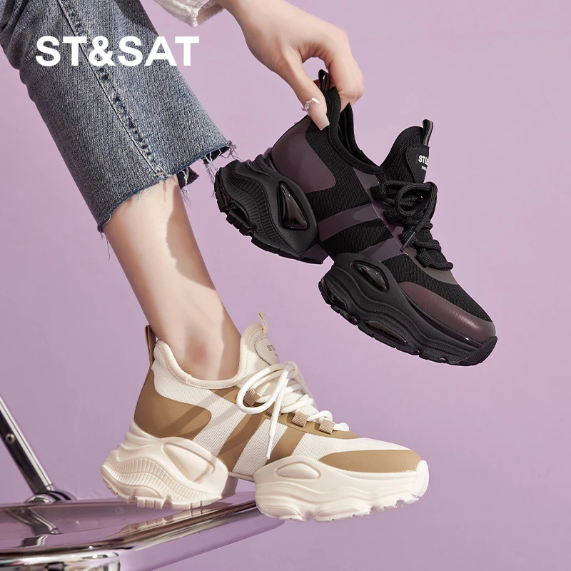 St&Sat/星期六鞋子女鞋时尚百搭老爹鞋厚底跑步1065号SSC1112L31