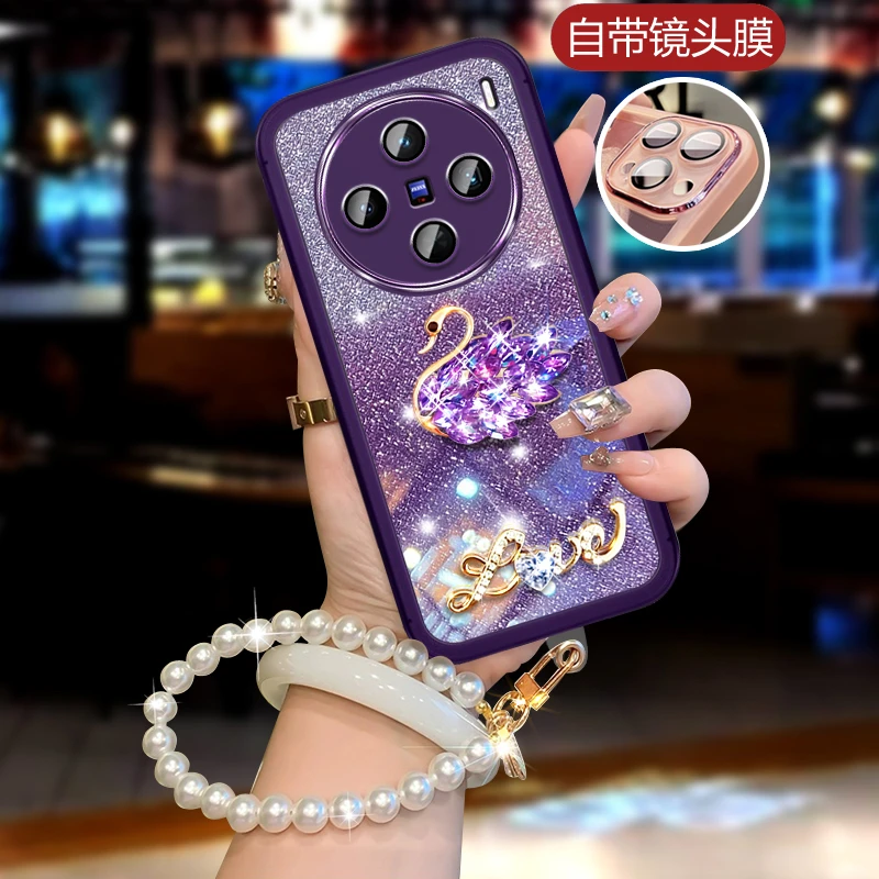 vivo x100s手机壳高级网红镶钻VivoX100SPro防摔镜头膜一体V2359A