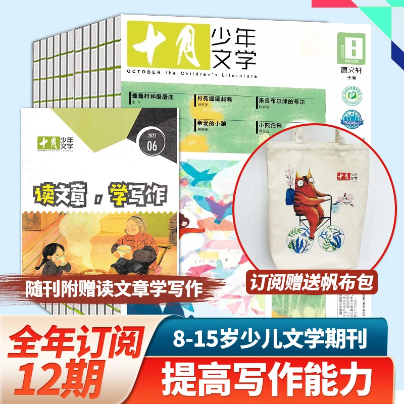 十月少年文学杂志 2022全年 送帆布袋+冷老师阅读写作课6节