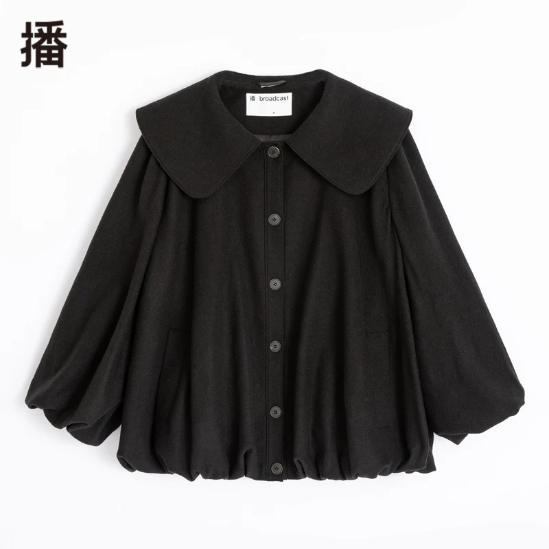 【达人专属】播休闲简约灯笼袖纽扣娃娃领外套BDP4WD0671
