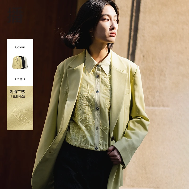 播春休闲春秋宽松满版绣花西服BDR1XD0006西装