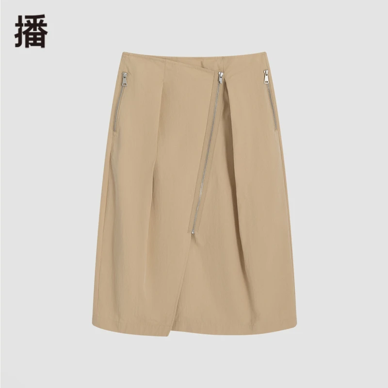 播解构感舒适多条拉链设计休闲半裙BDQ1BD0044月织雾纱