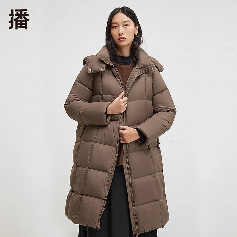 5078【赵老板专属】播立领连帽羽绒服女中长款外套DDR4RD5078