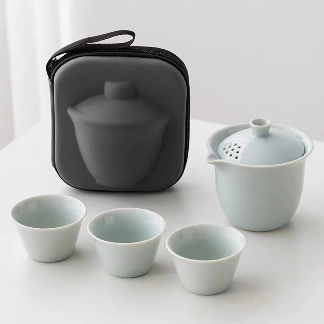 汝窑旅行装茶具套装户外便携式快客杯随身泡茶壶茶杯
