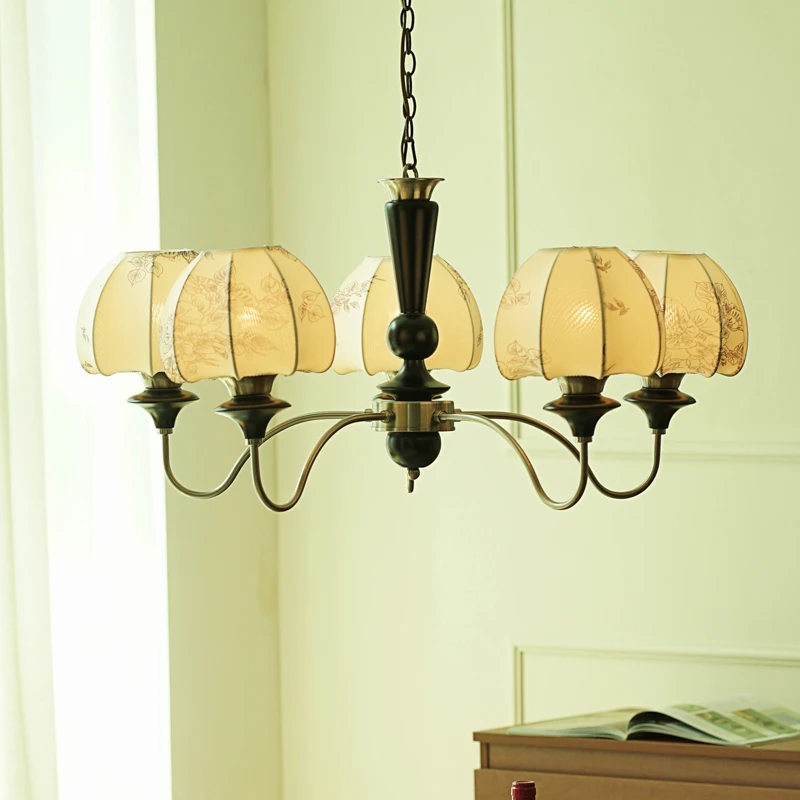 法式复古风客厅吊灯设计师中古卧室主灯创意浪漫南洋美式实木布艺