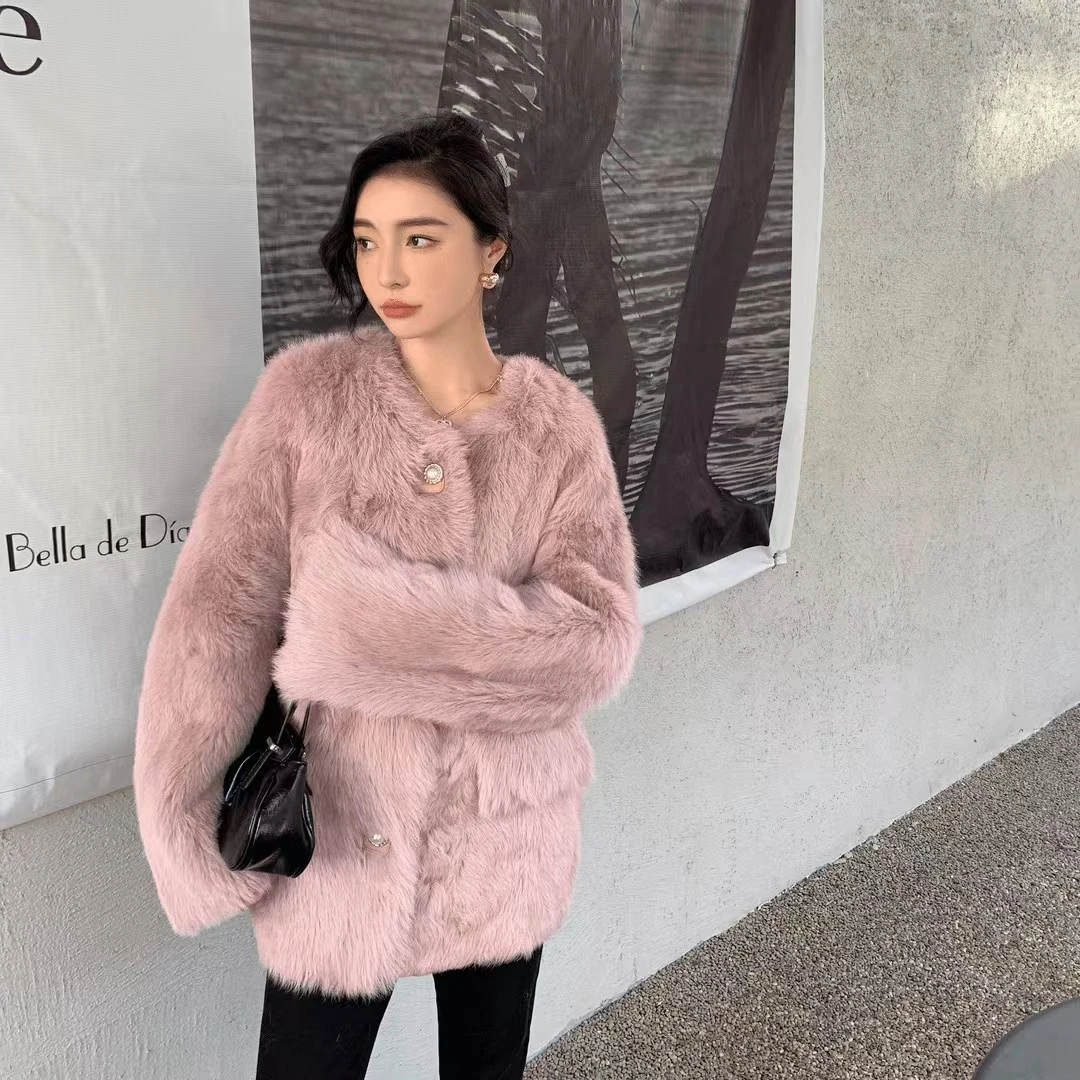 【桃桃乌龙直毛】DBM西班牙托斯卡纳皮毛一体宽松绵羊毛皮草外套女