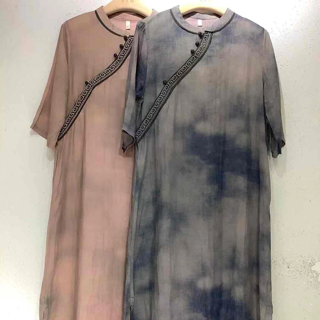 2014新款斜襟刺绣国风连衣裙184101夏季女装连衣裙时尚