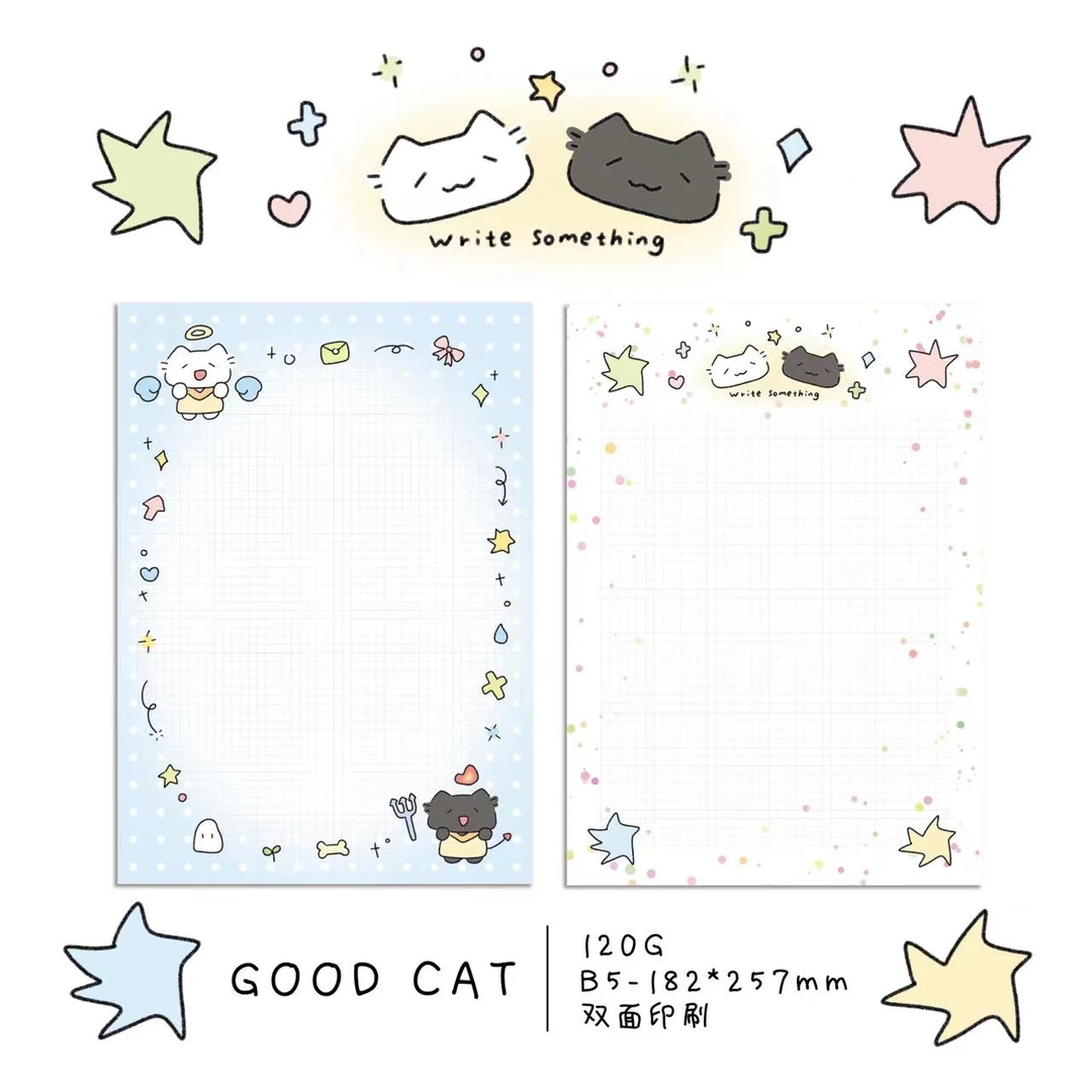 【书慧文具】黑白小猫*B5拍纸本 双面彩印可爱小猫 120克40张