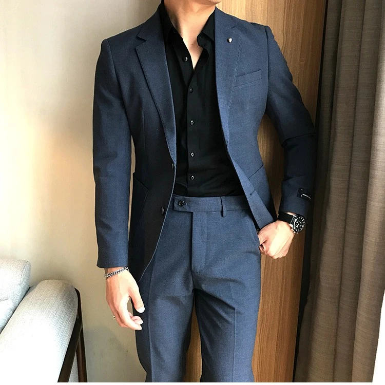 5201秋冬时尚男士西服套装英伦韩版修身休闲西装套装青年潮流帅气