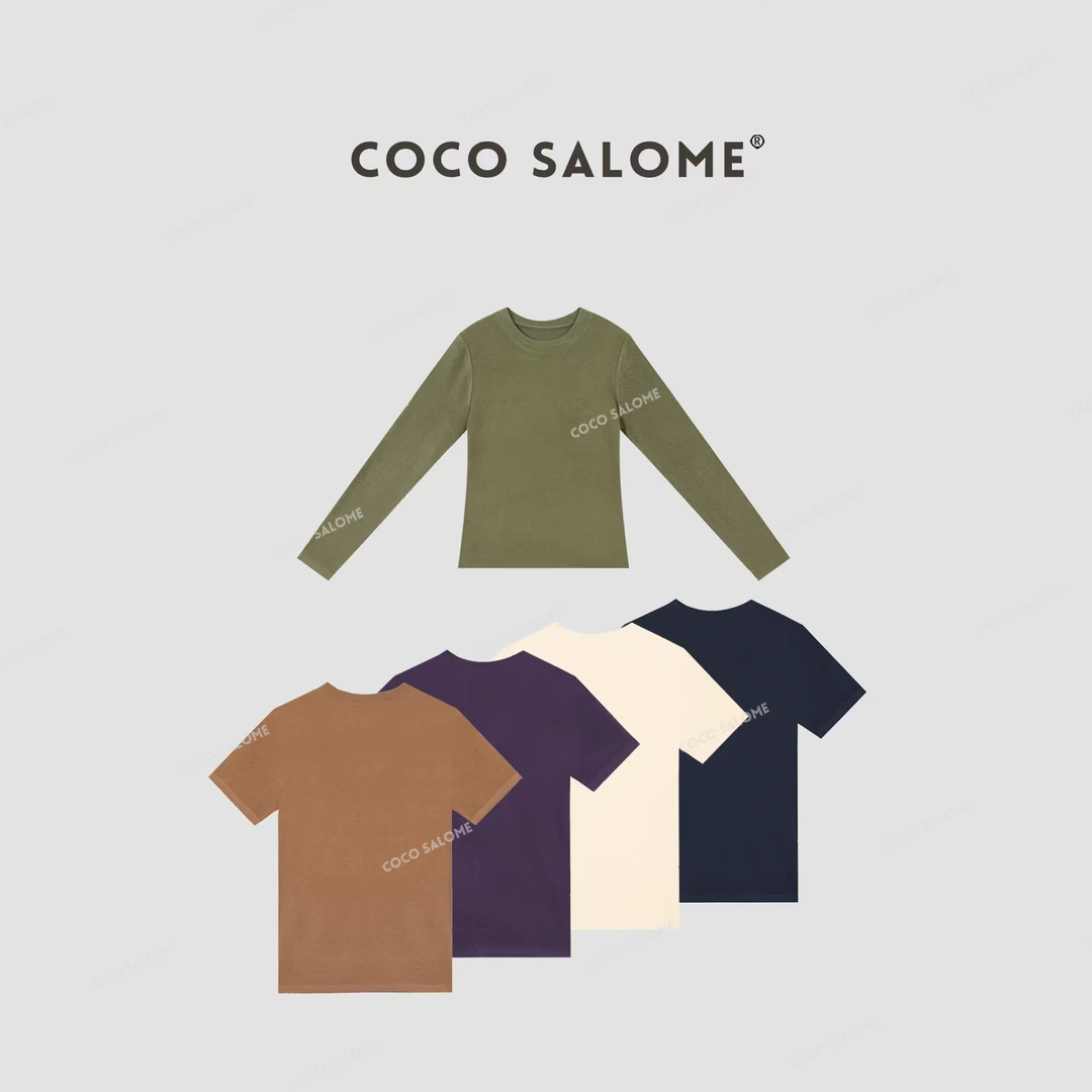 COCO SALOME⑿【王牌打底】早秋装双面磨毛百搭精致高弹打底衫上衣