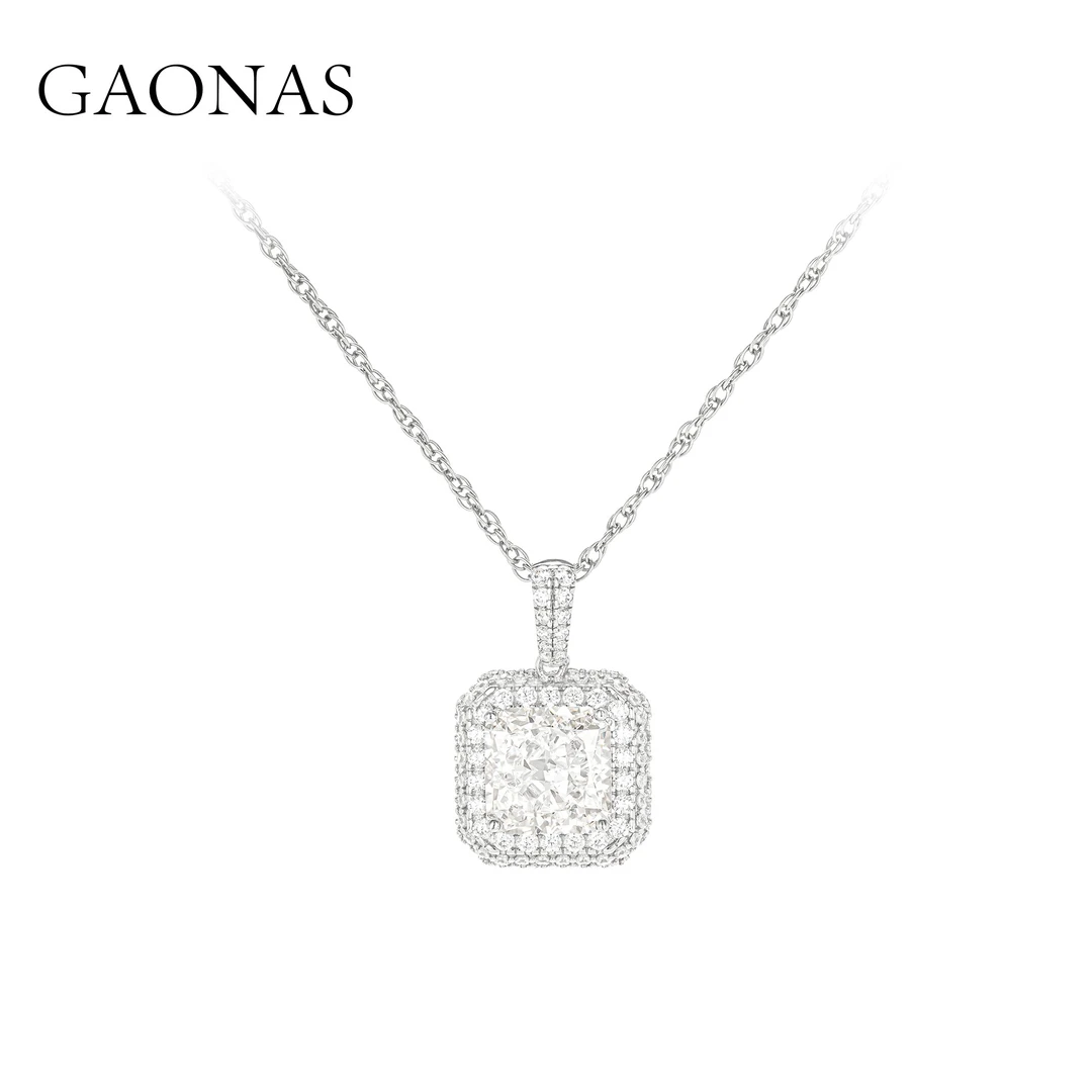 GAONAS 坠链均925银合成锆石 高纳仕V系列 满天星白项链 WX21516