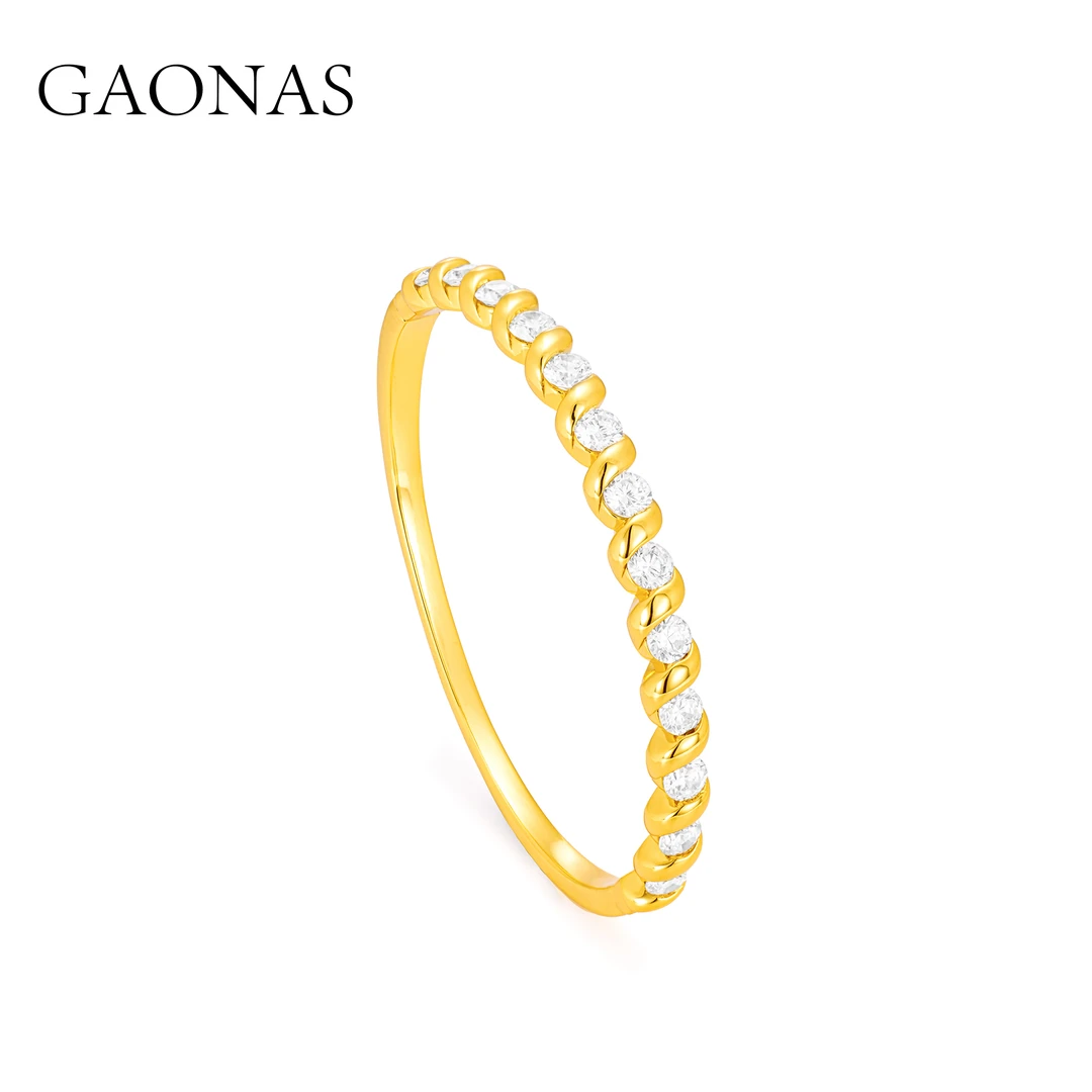 GAONAS 925银合成锆石手镯 璀璨生辉  时尚典雅金色手镯 10843SGO