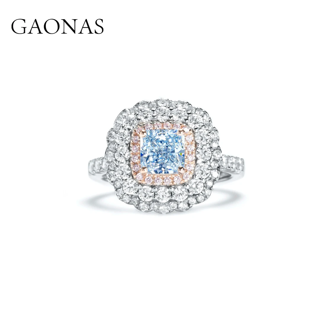GAONAS 925银合成锆石戒指 高纳仕  时尚经典 蓝粉戒指 LJ31083