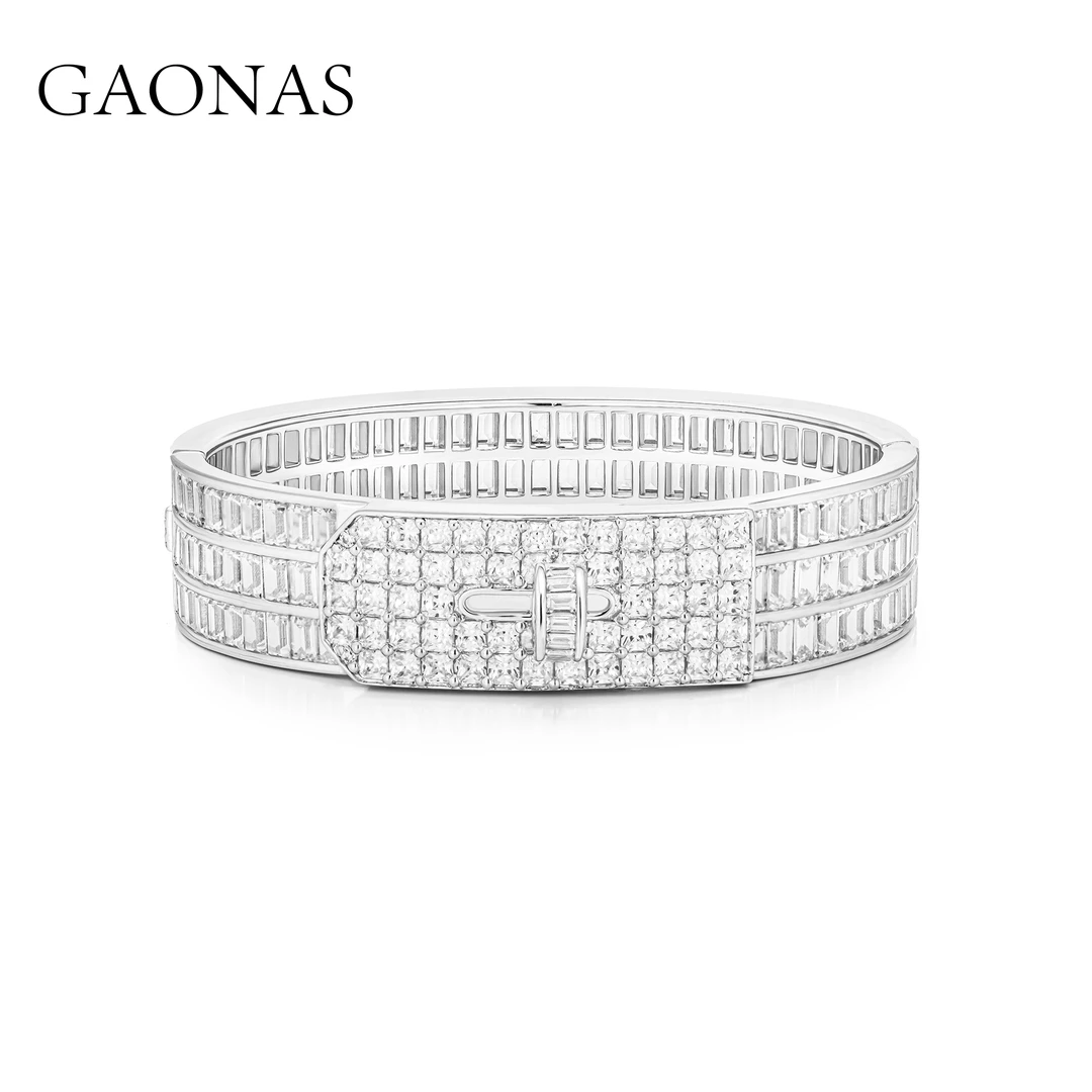 GAONAS 铜合金合成锆石手镯 恒久风范时尚设计白色手镯10296SW