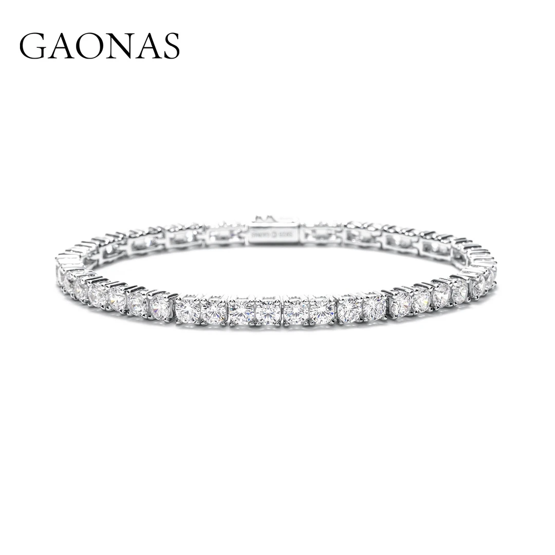 GAONAS 925银合成锆石手链 高纳仕V系列 白色满天星手链WS1041330
