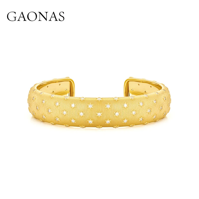 GAONAS 镀K金手镯 罗马假日 时尚设计金色手镯 10614SGO