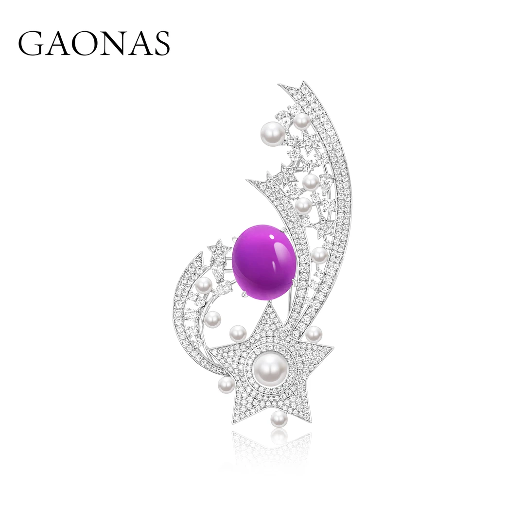 GAONAS 925银合成锆石胸针 月影紫辉 紫色彗星设计胸针  10288ZPR
