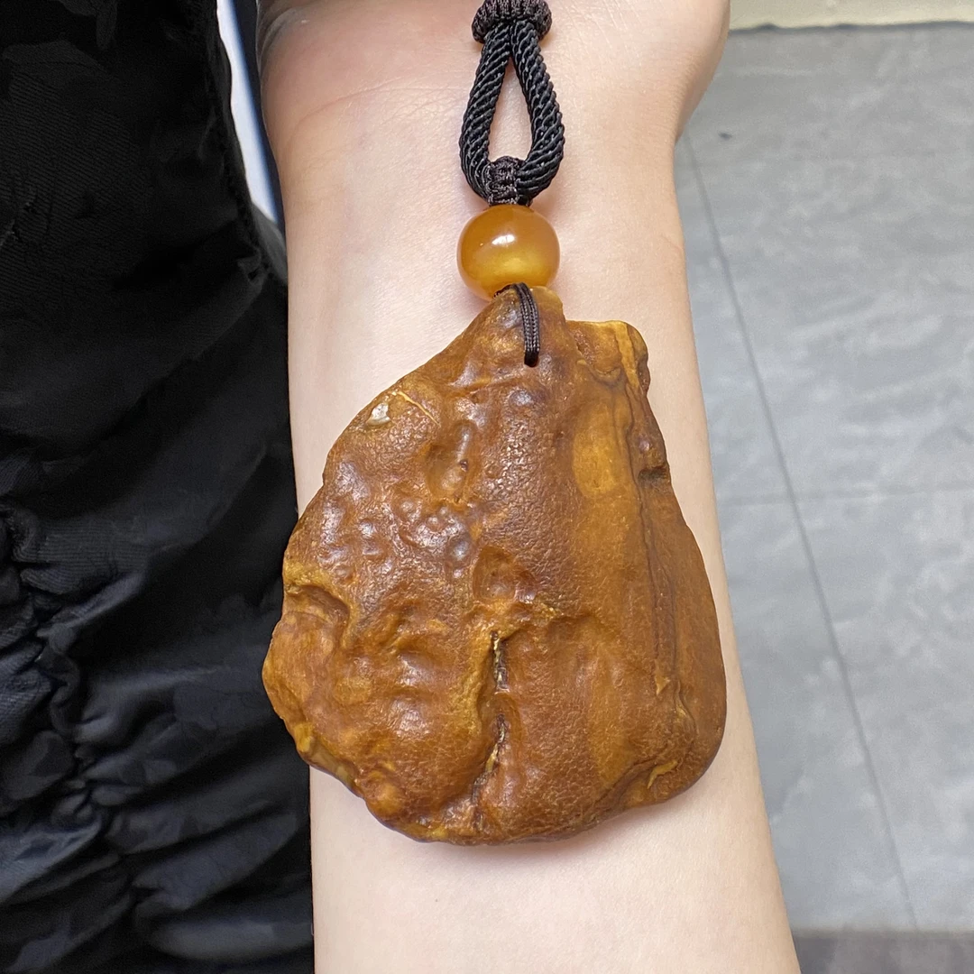 天然蜜蜡花蜡原石吊坠原汁原味可盘玩大气款项链