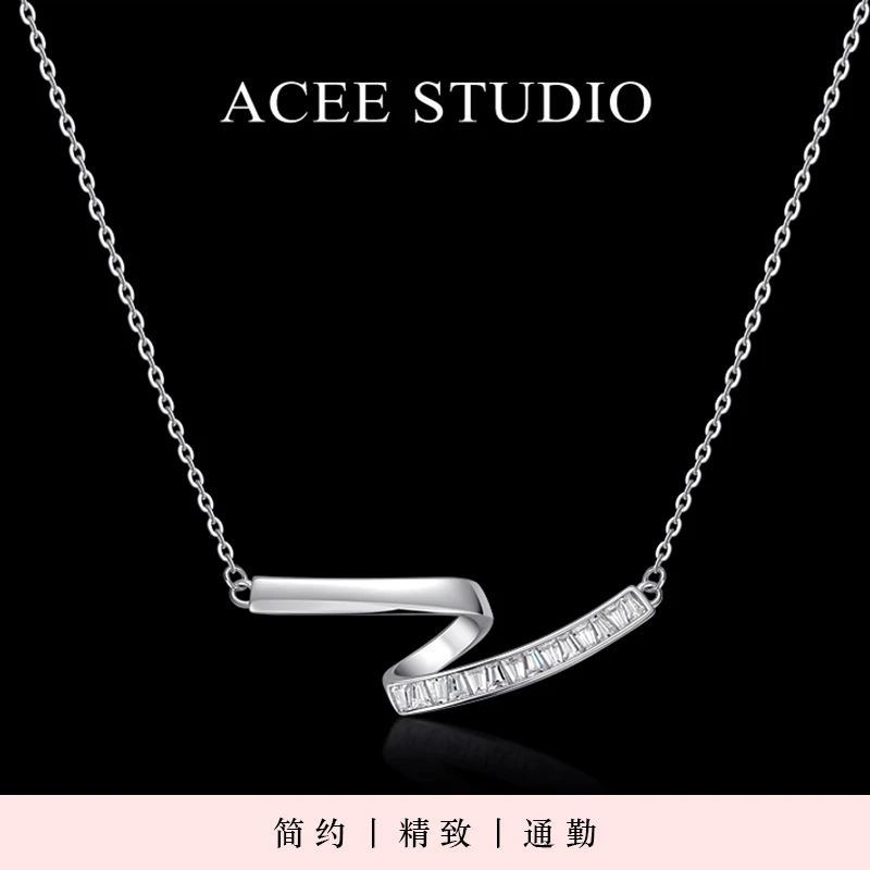 坠链均925银合成锆石 ACEE设计极简风项链女士饰品简约颈链锁骨链