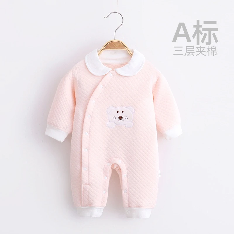 婴儿秋装衣服新生儿无骨保暖哈衣纯棉春秋宝宝连体衣