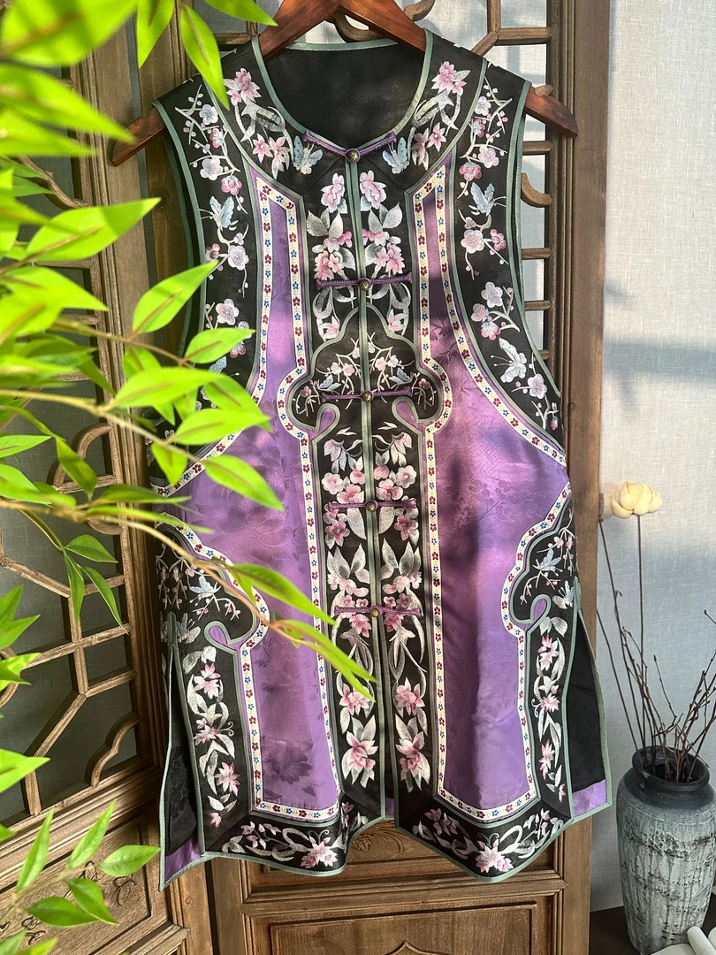 【姣古金名】香云纱重缎刺绣马甲【定制款 不可退】