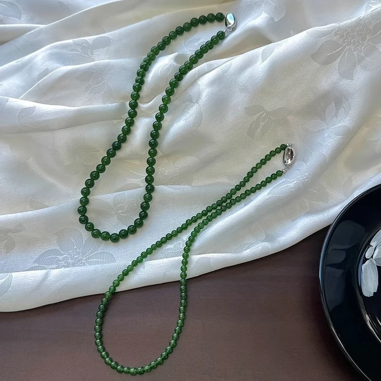 钛钢项链 精品元宝扣显白绿色串珠2025新中式项链气质网红锁骨链