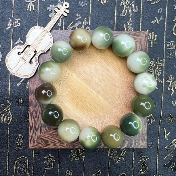 （Diy样板，颜色随机可下单）白玉菩提根印尼老料盘玩正圆手串卡15