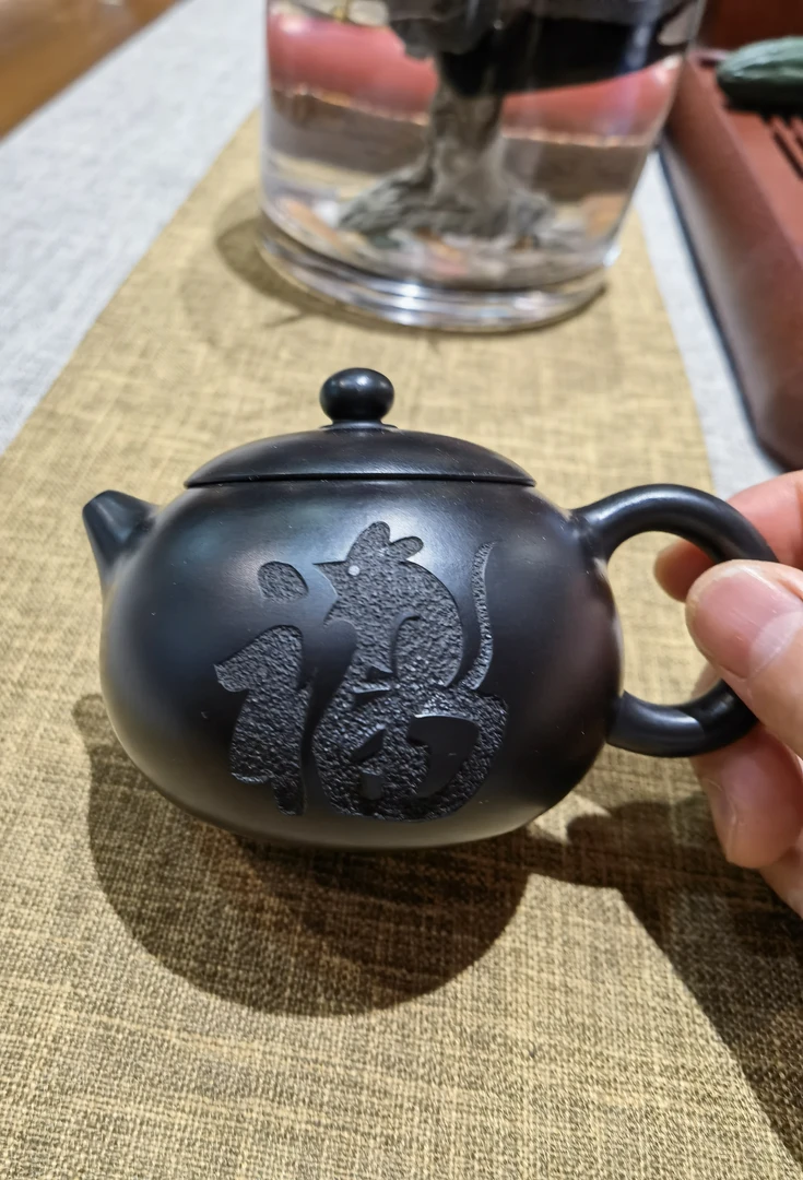 福鼠仿古壶西施220cc原矿大红袍泥还原烧紫砂壶茶具泡茶壶黑色