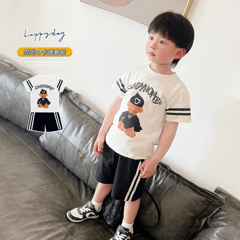套装2025夏季新款卡通小熊短袖儿童宝宝两件套时尚个性夏装衣服