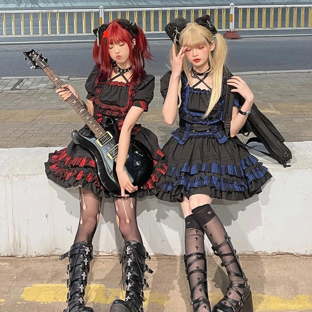 【朋克猫lolita】梦孚子朋克摇滚两件套装裙子日常显瘦洛丽塔
