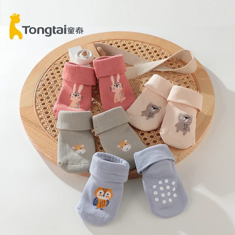 童泰宝宝地板袜春秋冬加厚防滑学步袜婴儿保暖中筒棉袜婴儿袜子