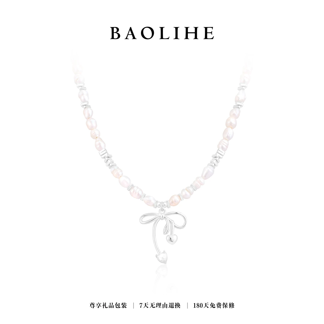 铜合金仿珍珠项链 镀K金 落跑甜心 氛围感蝴蝶结爱心项链X5915