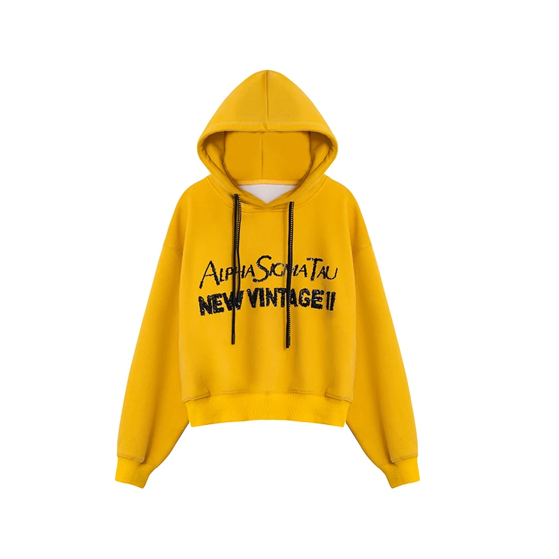 【私人高定】连帽亮片字母抽绳加绒百搭时尚加厚加绒卫衣A2572JJ