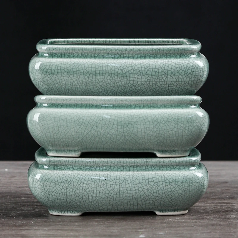 【直播浮力637】14*10*5cm到手3个花盆冰裂长方造景马槽