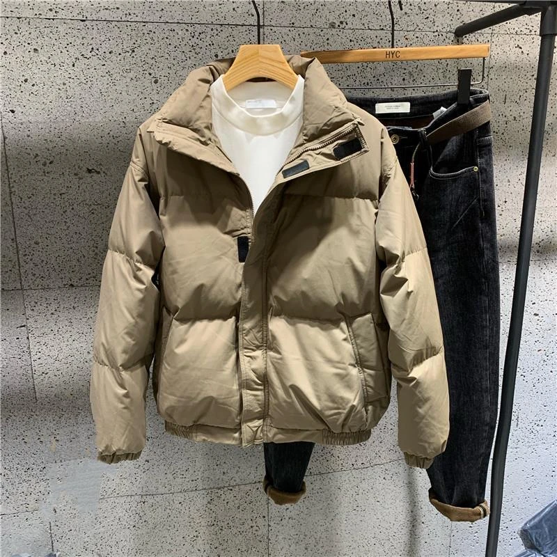 2023新款羽绒服冬季新款立领男士简约纯色服时尚潮流宽松百搭外套