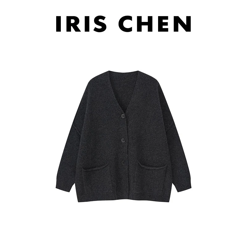 现货IRIS CHEN 生命力 秋新款100绵羊毛600g高品针织开衫24WT461