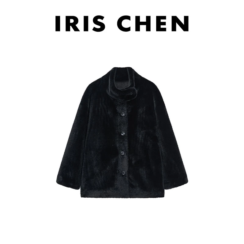 IRIS CHEN 珐琅 1200g围脖设计毛流质感保暖外套24WT606