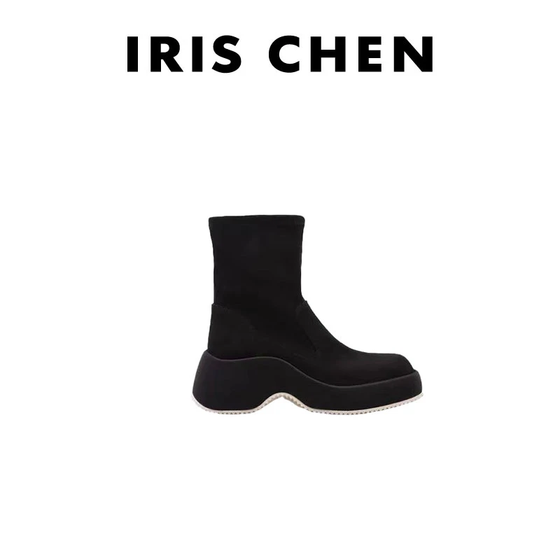 IRIS CHEN 秋意马丁靴 2024新款有弹力增高久穿不累耐磨时尚女鞋