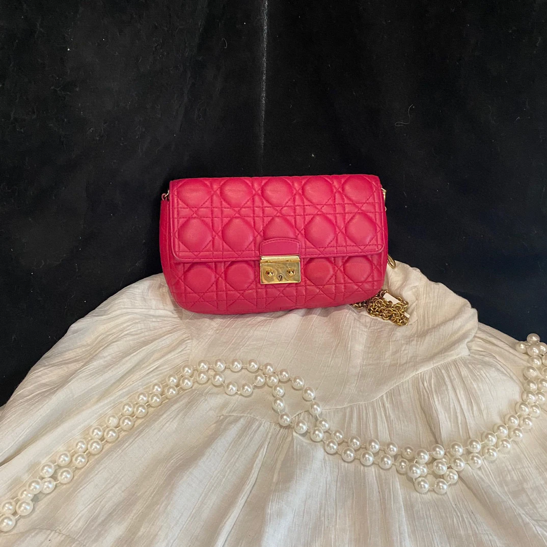 95新 DIOR/迪奥 dior玫粉色五格woc链条包斜挎包