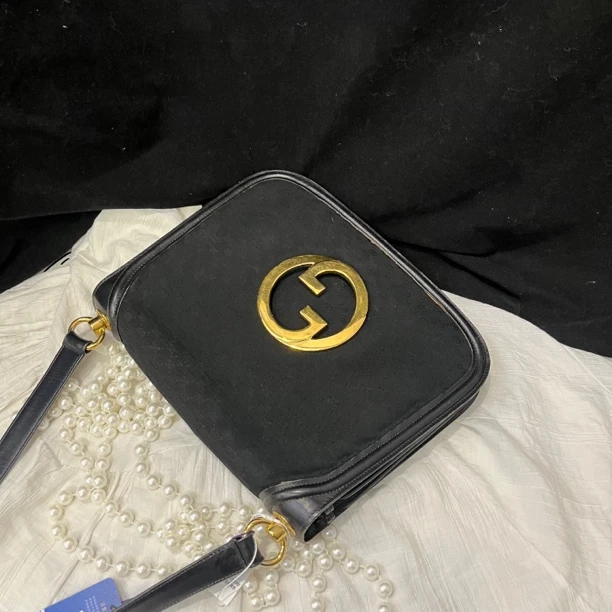 95新 GUCCI/古驰 gucci 黑金双g大logo包