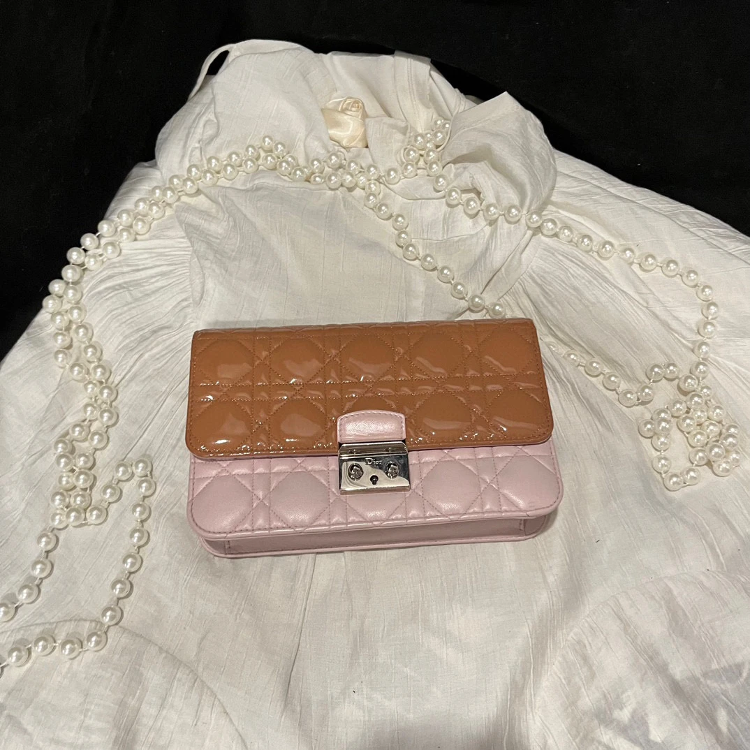 95新 DIOR/迪奥 dior 卡其拼粉miss系列斜挎包