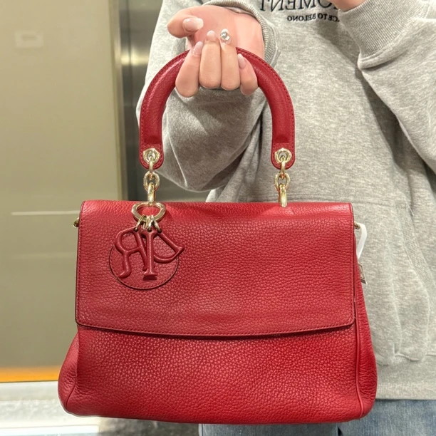 95新 DIOR/迪奥 dior 玫瑰红手提包斜挎包